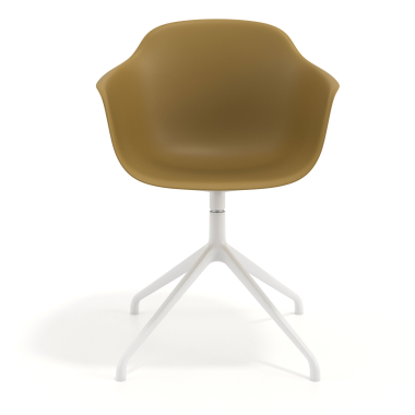 silla de reuniones blanco amarillo base piramide plastico brazos fijos 3