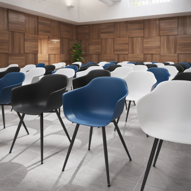 silla confidente negro azul 4 patas plastico brazos fijos 2