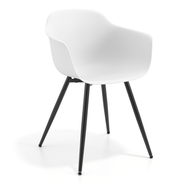 silla confidente negro blanco 4 patas plastico brazos fijos 1