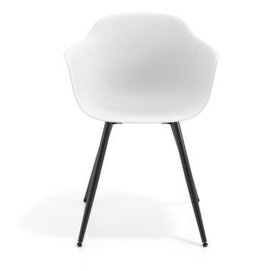 silla confidente negro blanco 4 patas plastico brazos fijos 3