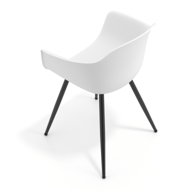 silla confidente negro blanco 4 patas plastico brazos fijos 7
