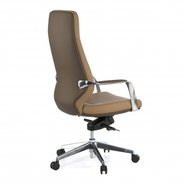 sillon de oficina marron respaldo alto bicolor piel sintetica brazos tapizados 6
