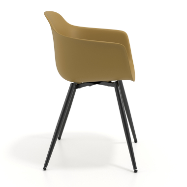 silla confidente negro amarillo 4 patas plastico brazos fijos 4