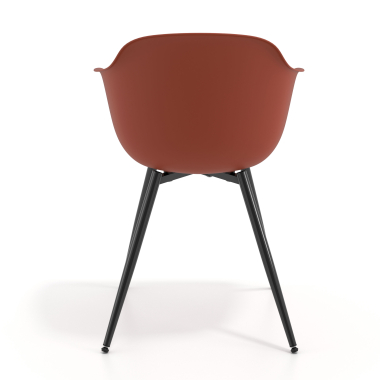 silla confidente negro naranja 4 patas plastico brazos fijos 4