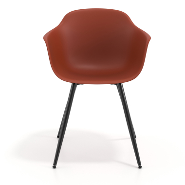 silla confidente negro naranja 4 patas plastico brazos fijos 3