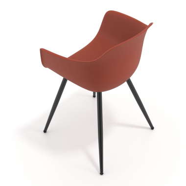 silla confidente negro naranja 4 patas plastico brazos fijos 6