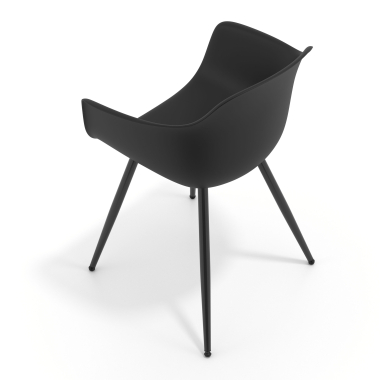 silla confidente negro negro 4 patas plastico brazos fijos 6