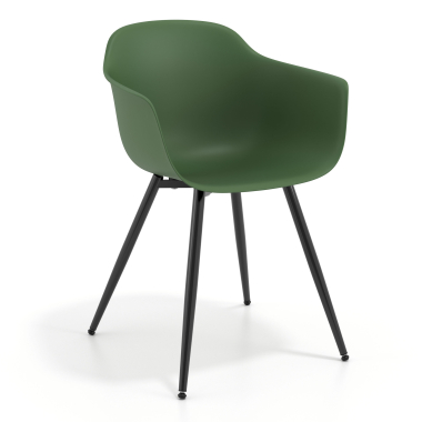 silla confidente negro verde 4 patas plastico brazos fijos 1