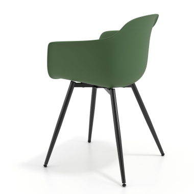 silla confidente negro verde 4 patas plastico brazos fijos 6
