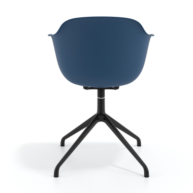 silla de reuniones negro azul base piramide plastico brazos fijos 4