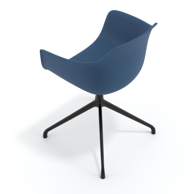 silla de reuniones negro azul base piramide plastico brazos fijos 6