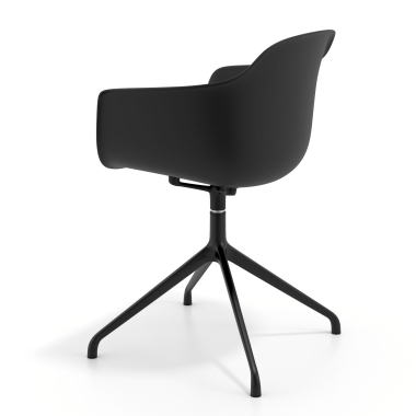 silla de reuniones negro negro base piramide plastico brazos fijos 6