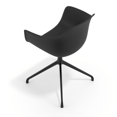 silla de reuniones negro negro base piramide plastico brazos fijos 7