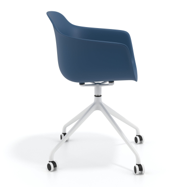 silla de reuniones blanco azul con ruedas plastico brazos fijos 4