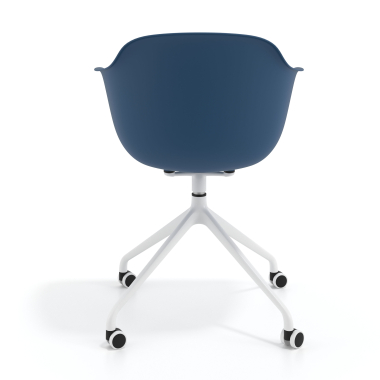 silla de reuniones blanco azul con ruedas plastico brazos fijos 5