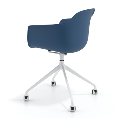 silla de reuniones blanco azul con ruedas plastico brazos fijos 6