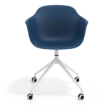 silla de reuniones blanco azul con ruedas plastico brazos fijos 3