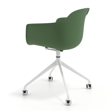 silla de reuniones blanco verde con ruedas plastico brazos fijos 6