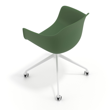 silla de reuniones blanco verde con ruedas plastico brazos fijos 7