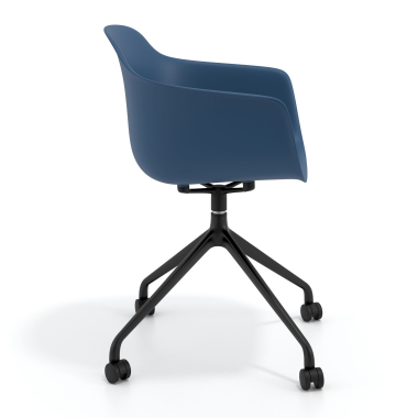 silla de reuniones negro azul con ruedas plastico brazos fijos 4
