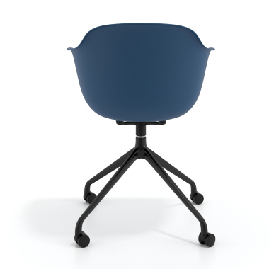 silla de reuniones negro azul con ruedas plastico brazos fijos 5