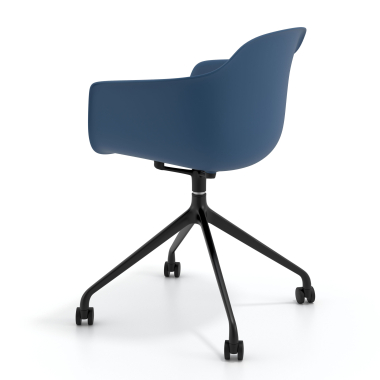 silla de reuniones negro azul con ruedas plastico brazos fijos 6