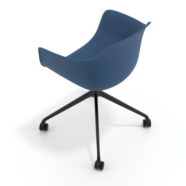 silla de reuniones negro azul con ruedas plastico brazos fijos 7