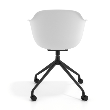 silla de reuniones negro blanco con ruedas plastico brazos fijos 5
