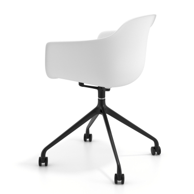 silla de reuniones negro blanco con ruedas plastico brazos fijos 6