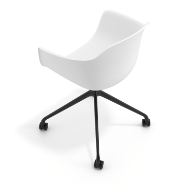 silla de reuniones negro blanco con ruedas plastico brazos fijos 7
