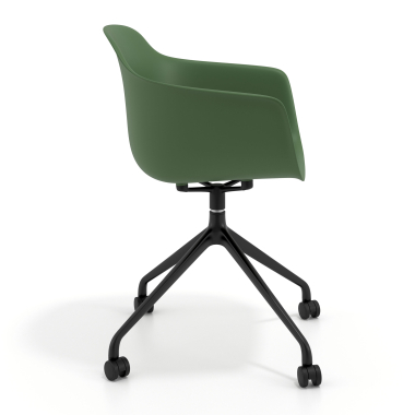 silla de reuniones negro verde con ruedas plastico brazos fijos 4