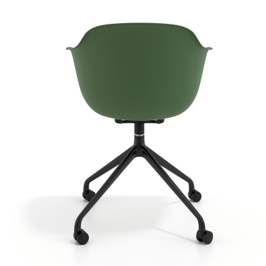 silla de reuniones negro verde con ruedas plastico brazos fijos 5