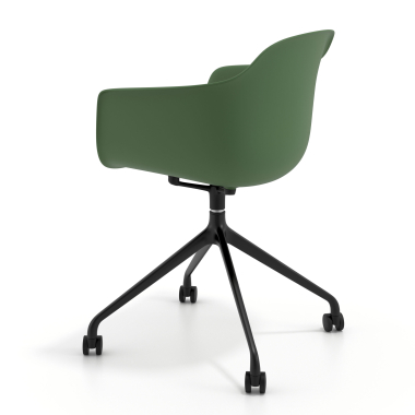 silla de reuniones negro verde con ruedas plastico brazos fijos 6