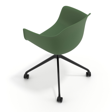 silla de reuniones negro verde con ruedas plastico brazos fijos 7