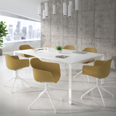 silla de reuniones blanco amarillo base piramide plastico brazos fijos 2