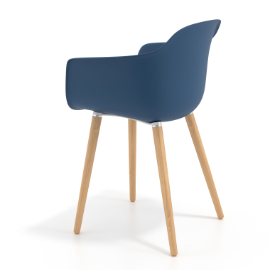 silla nordica azul giratoria madera plastico brazos fijos 6