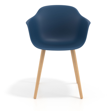silla nordica azul giratoria madera plastico brazos fijos 3
