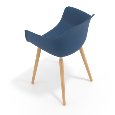 silla nordica azul giratoria madera plastico brazos fijos 7