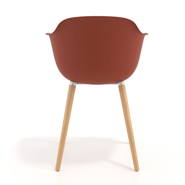 silla nordica naranja giratoria madera plastico brazos fijos 5