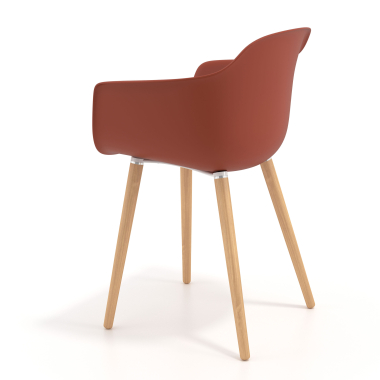 silla nordica naranja giratoria madera plastico brazos fijos 6