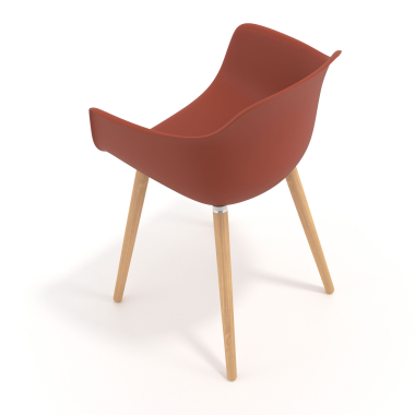 silla nordica naranja giratoria madera plastico brazos fijos 7