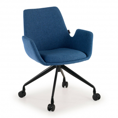 silla confidente negro azul giratoria con ruedas tela brazos tapizados 1