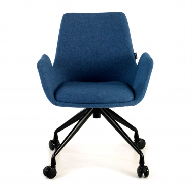 silla confidente negro azul giratoria con ruedas tela brazos tapizados 3