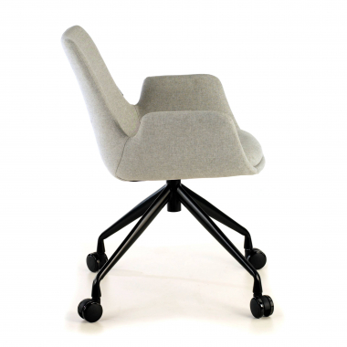 silla confidente negro gris giratoria con ruedas tela brazos tapizados 4