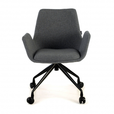 silla confidente negro antracita giratoria con ruedas tela brazos tapizados 3