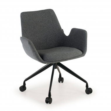silla confidente negro antracita giratoria con ruedas tela brazos tapizados 1