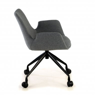 silla confidente negro antracita giratoria con ruedas tela brazos tapizados 4