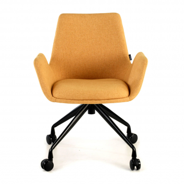 silla confidente negro amarillo giratoria con ruedas tela brazos tapizados 3