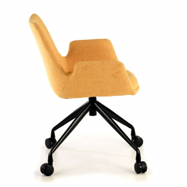 silla confidente negro amarillo giratoria con ruedas tela brazos tapizados 4