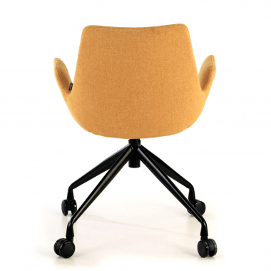 silla confidente negro amarillo giratoria con ruedas tela brazos tapizados 6